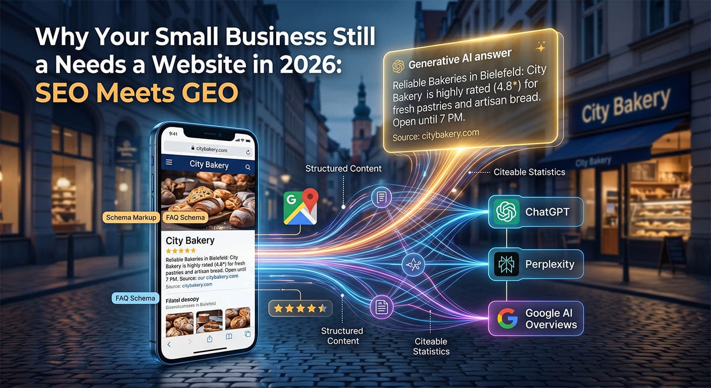 Warum Ihr kleines Unternehmen auch im Jahr 2026 noch eine Website braucht: SEO trifft auf GEO